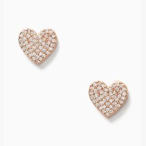NWT Kate Spade Yours Truly Pave Heart Shape Rose Gold Tone Elegant Earrings